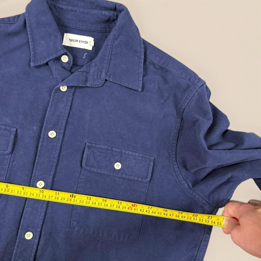 Taylor Stitch Mens Navy Blue Button Up Shirt Size 42 Large Long Sleeve Cotton - Picture 3 of 4